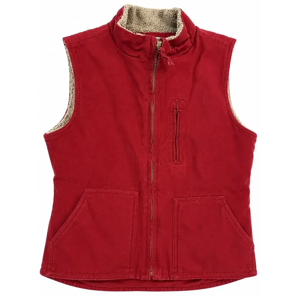 Lakin McKey Red Sherpa Work Vest Womens Small 36 Barn Chore Western Y2K Gorpcore